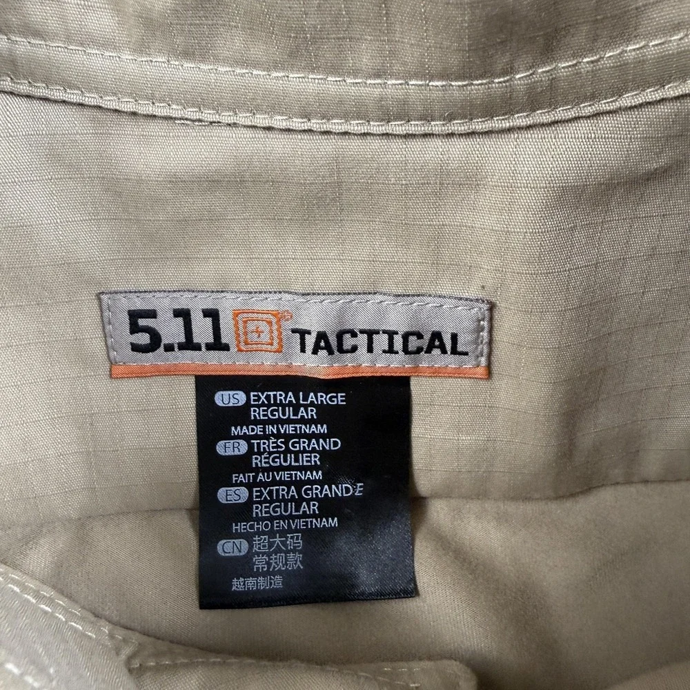 5.11 Tactical Shirt Mens XL Beige Stryke TDU Rapid LS Combat Military‎ Tactical